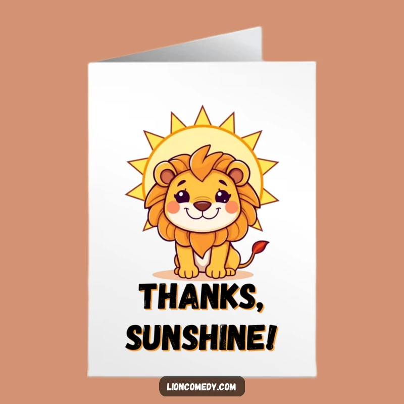 Free Printable Thank You Card: Mischievous Lion Sun - Funny Downloadable Gift!