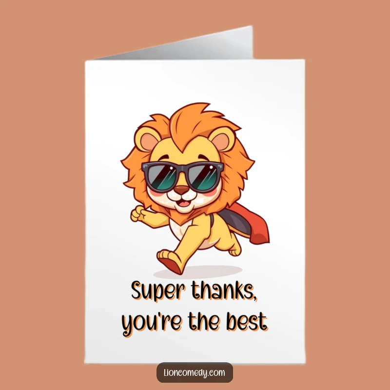 Free Printable Thank You Card: Superhero Lion Cub, Funny DIY Appreciation!