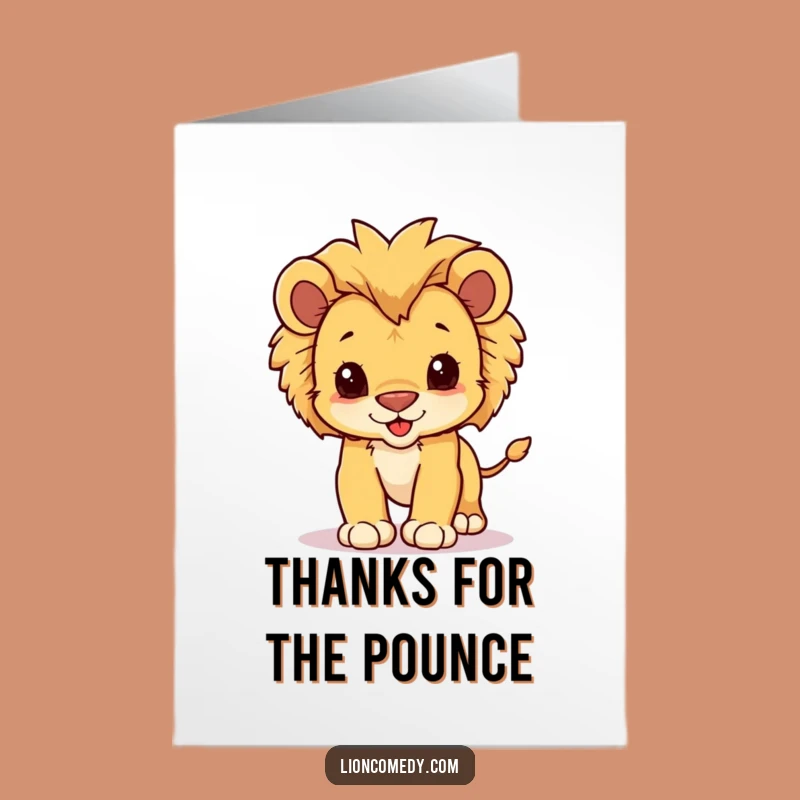 Free Printable Thank You Card: Kawaii Lion Cub - Funny Downloadable Gift!