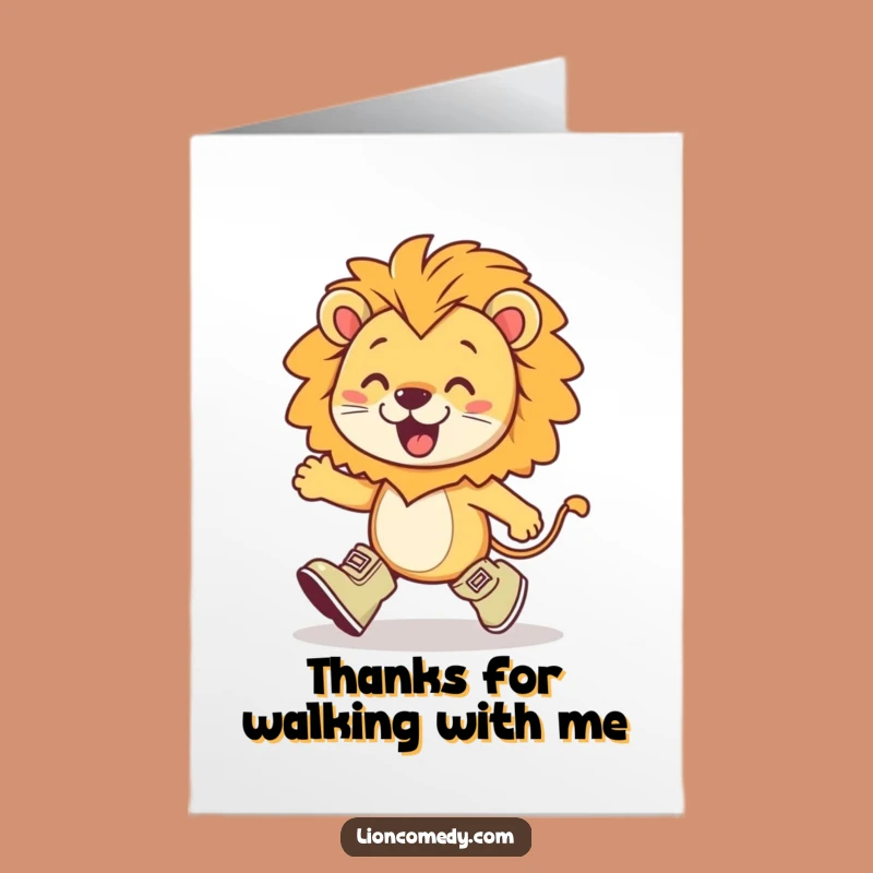 Free Printable Thank You Card: Marching Kawaii Lion - Enthusiastic Thanks Downloadable