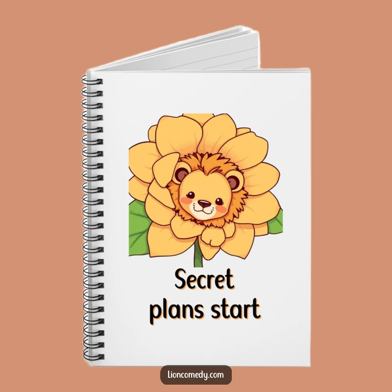 Record your thoughts with a touch of fun using this funny notebook featuring a curious lion peeking from a flower. Perfect for notes and doodles, a thoughtful funny gift.