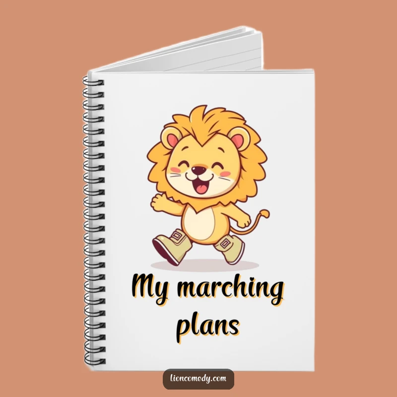 Funny Kawaii Lion Marching Notebook: Boots, Notes, Fun Gift