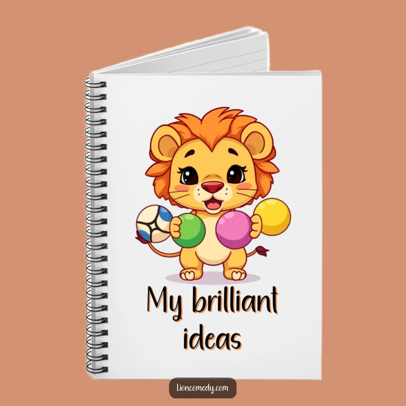 Take notes with focus and flair thanks to this funny notebook featuring a determined kawaii lion juggling! Perfect for capturing brilliant ideas.