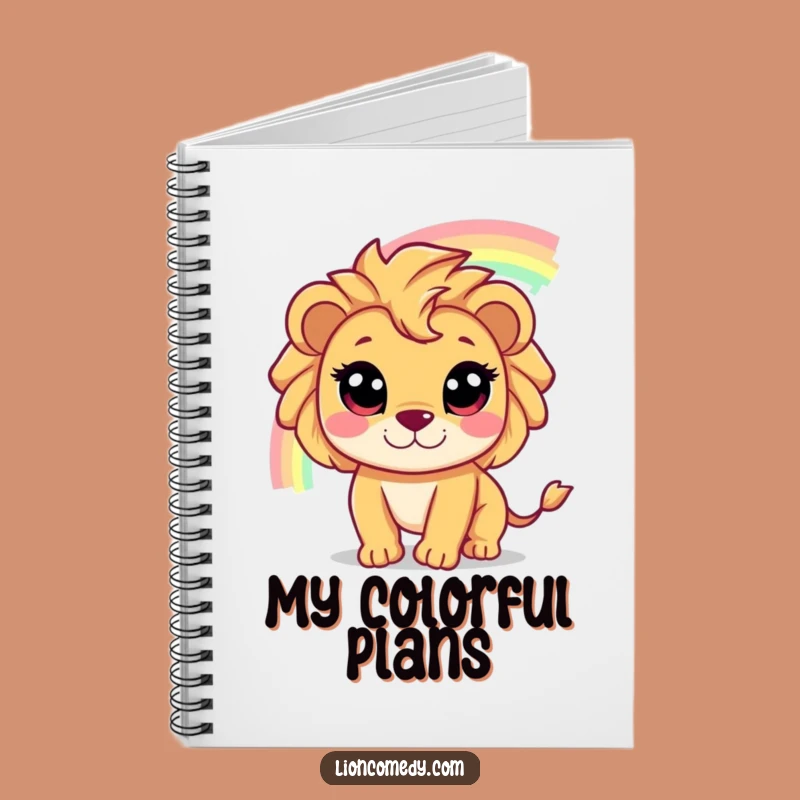 Inspire your thoughts with this funny notebook! The wide-eyed lion and rainbow design makes every entry an adventure.