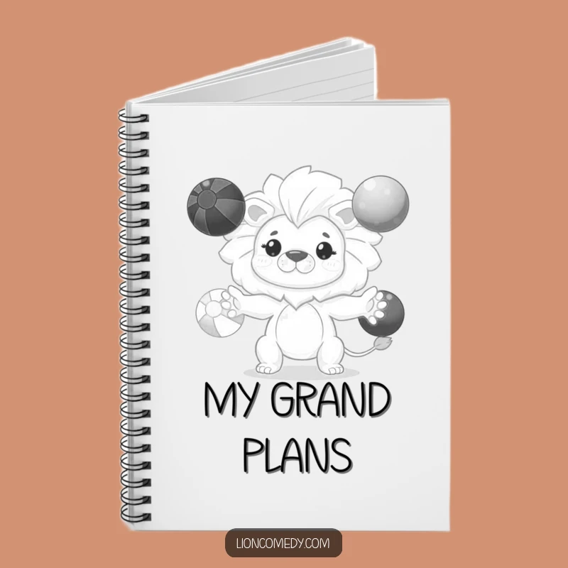 Funny Kawaii Lion Juggling Notebook: Determined Cub Journal for Focused Ideas