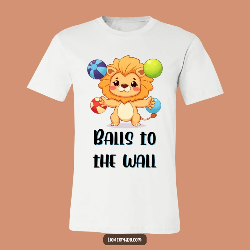 Funny Kawaii Lion Juggling T-Shirt: Determined Cub Skillful Tee, Great Gift