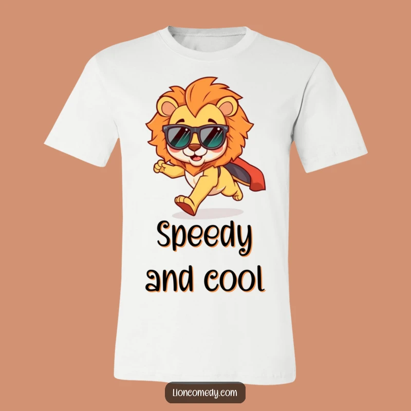 Funny Kawaii Lion Cool Runner T-Shirt: Shades & Cape Adventure Tee, Gift