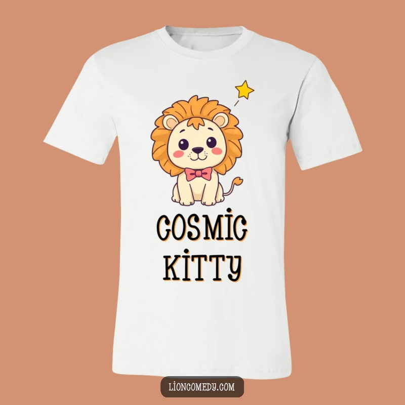 Express your playful side with this funny t-shirt showcasing a kawaii lion reacting to a falling star. It's a conversation starter that brings smiles wherever you go.