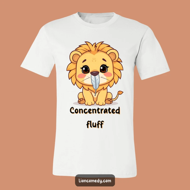 Funny Kawaii Lion T-Shirt: Feather Focus, Hilarious Animal Tee