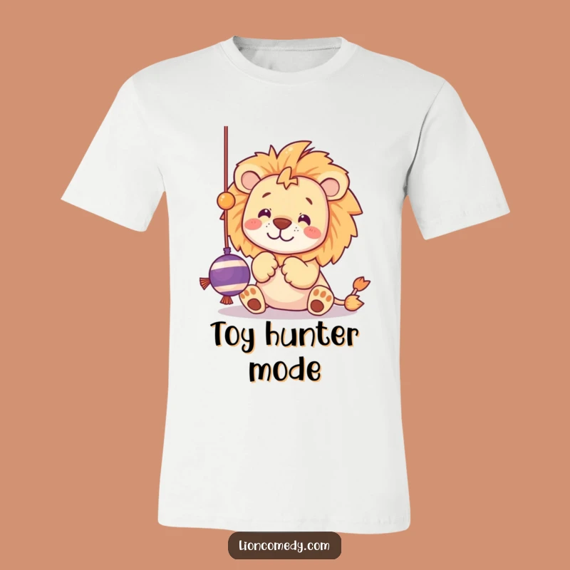 Funny Kawaii Lion Toy T-Shirt - Playful Kitten Graphic Tee
