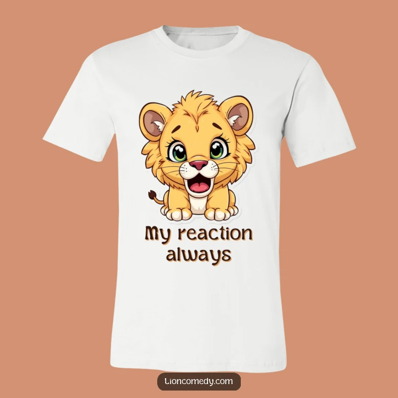 Funny Surprised Lion Cub T-Shirt: Expressive Style, Perfect Gift for Shocked Moments