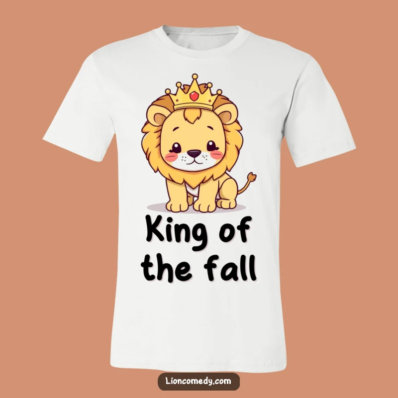 Funny Regal Lion Stumbling T-Shirt: Cute Crowned Cub Tee for Royal Mishaps