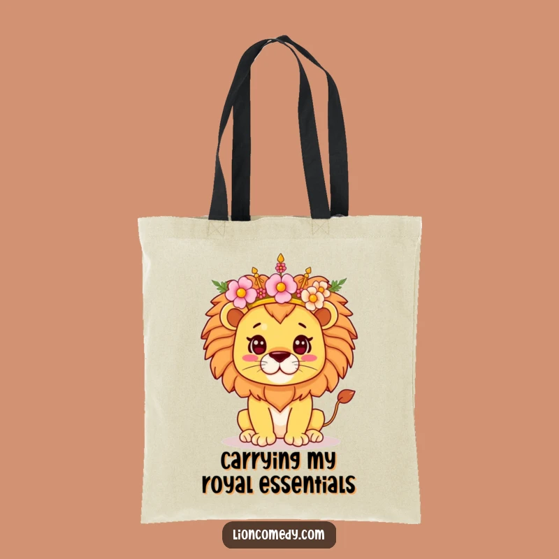 Funny Kawaii Lion Flower Crown Tote Bag - Carry Your Pride, Cute Gift