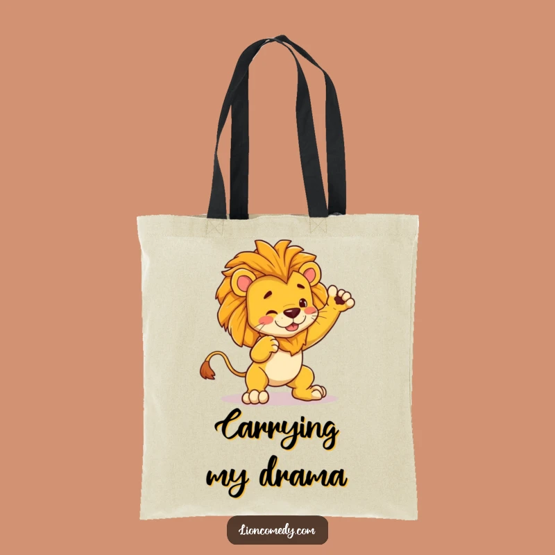 Funny Dramatic Lion Tripping Tote Bag: Kawaii Pose Fail Carry-all, Fun Gift