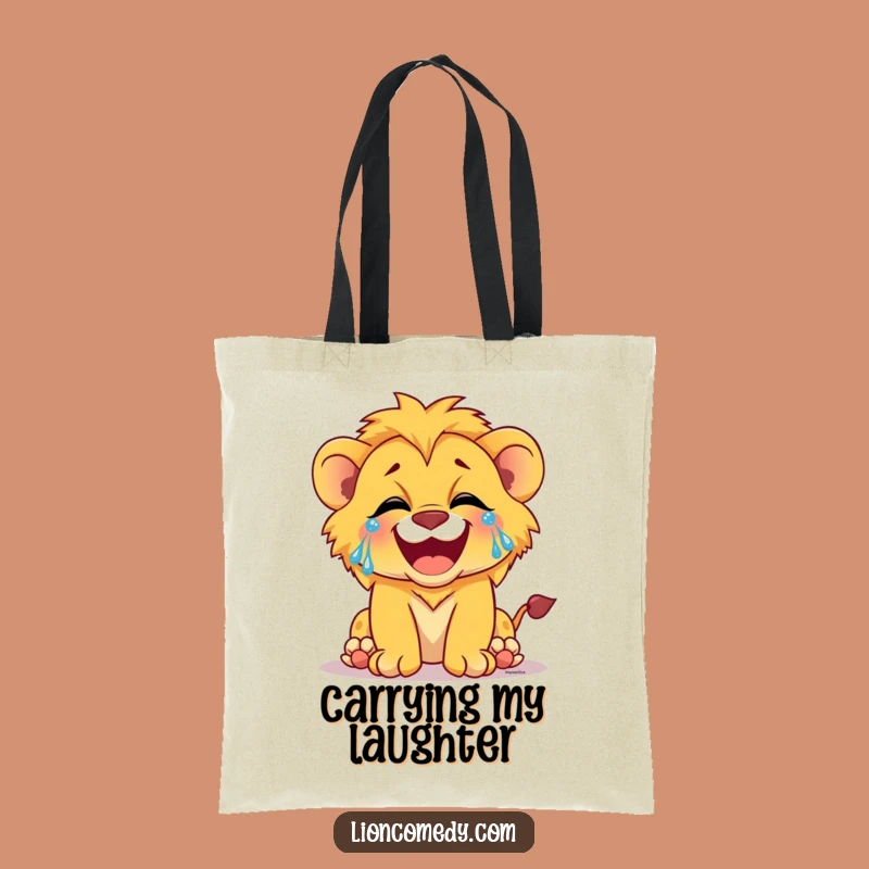 Funny Laughing Lion Cub Tears Tote Bag: Carry Your Joy Everywhere
