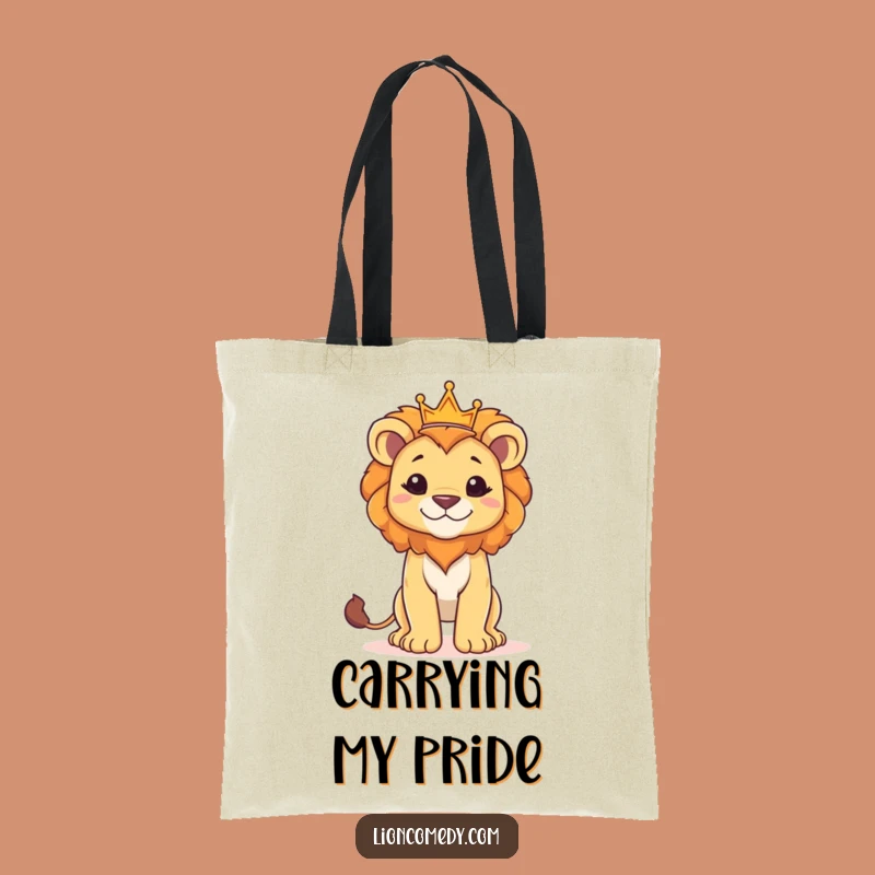Funny Proud Lion Cub Crown Tote Bag: Carry Your Kingdom with Pride