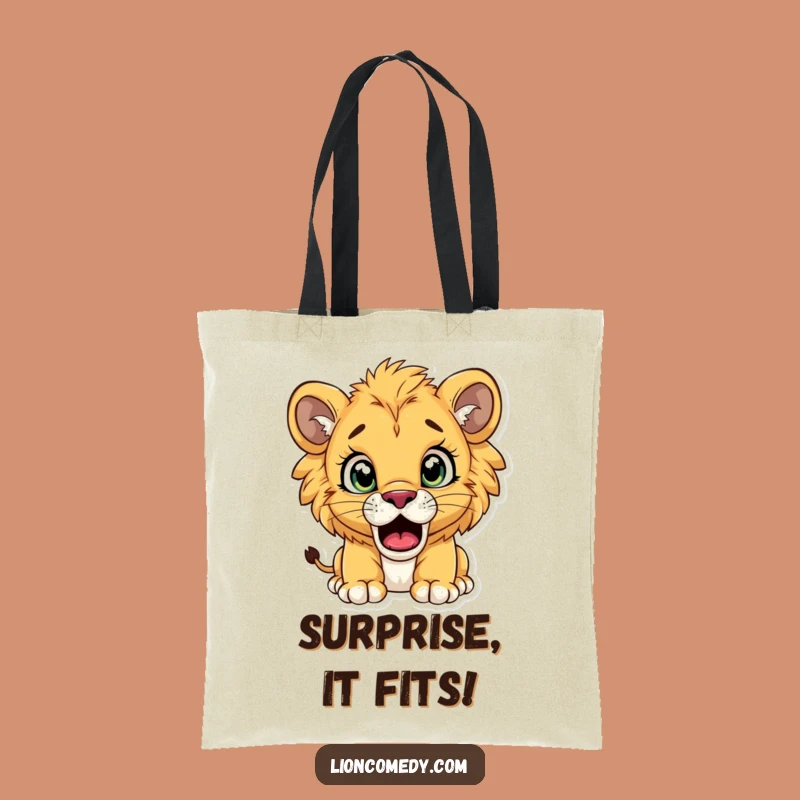 Funny Surprised Lion Cub Tote Bag: Carry Your Essentials with Expressive, Hilarious Style